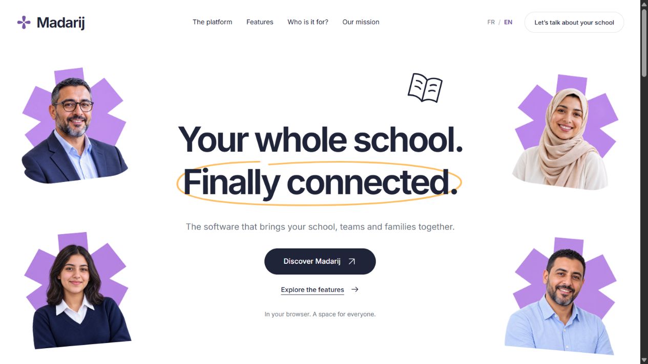 Madarij — The English homepage of the local Madarij website preview.